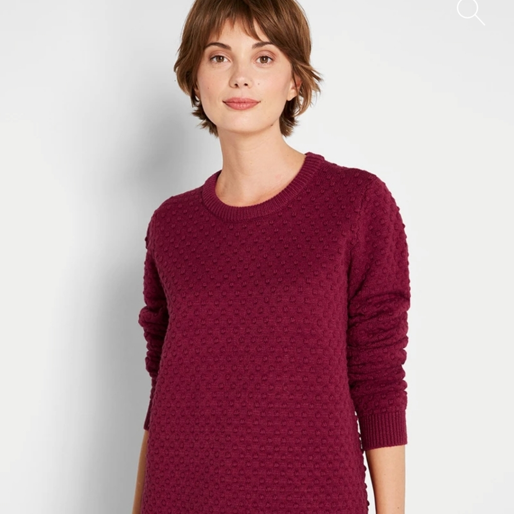 Modcloth Excellent Example Textured Burgandy Knit… - image 2